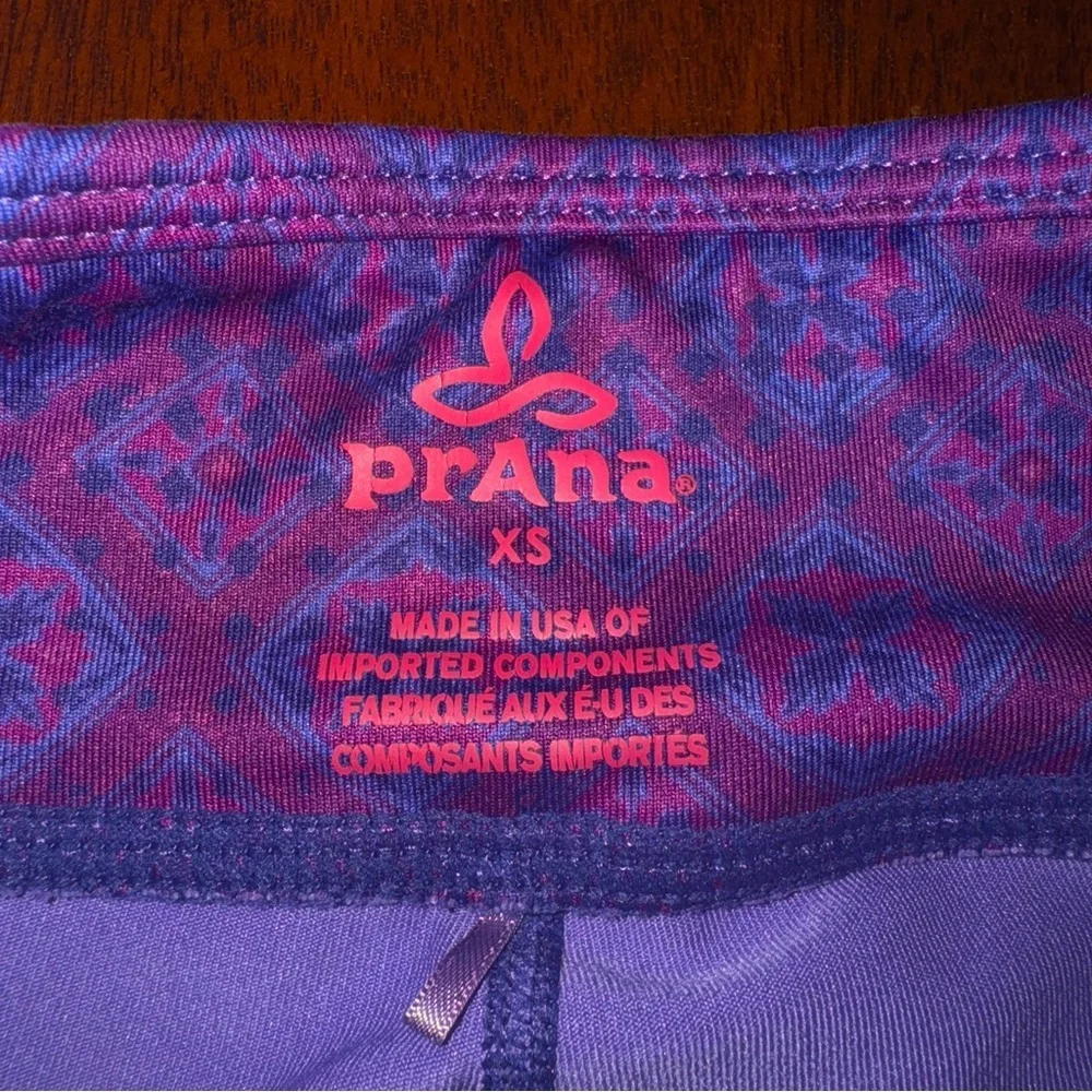 Prana Grapevine Bali Roxanne Printed Cropped Leggings Purple Mid Rise Size XS